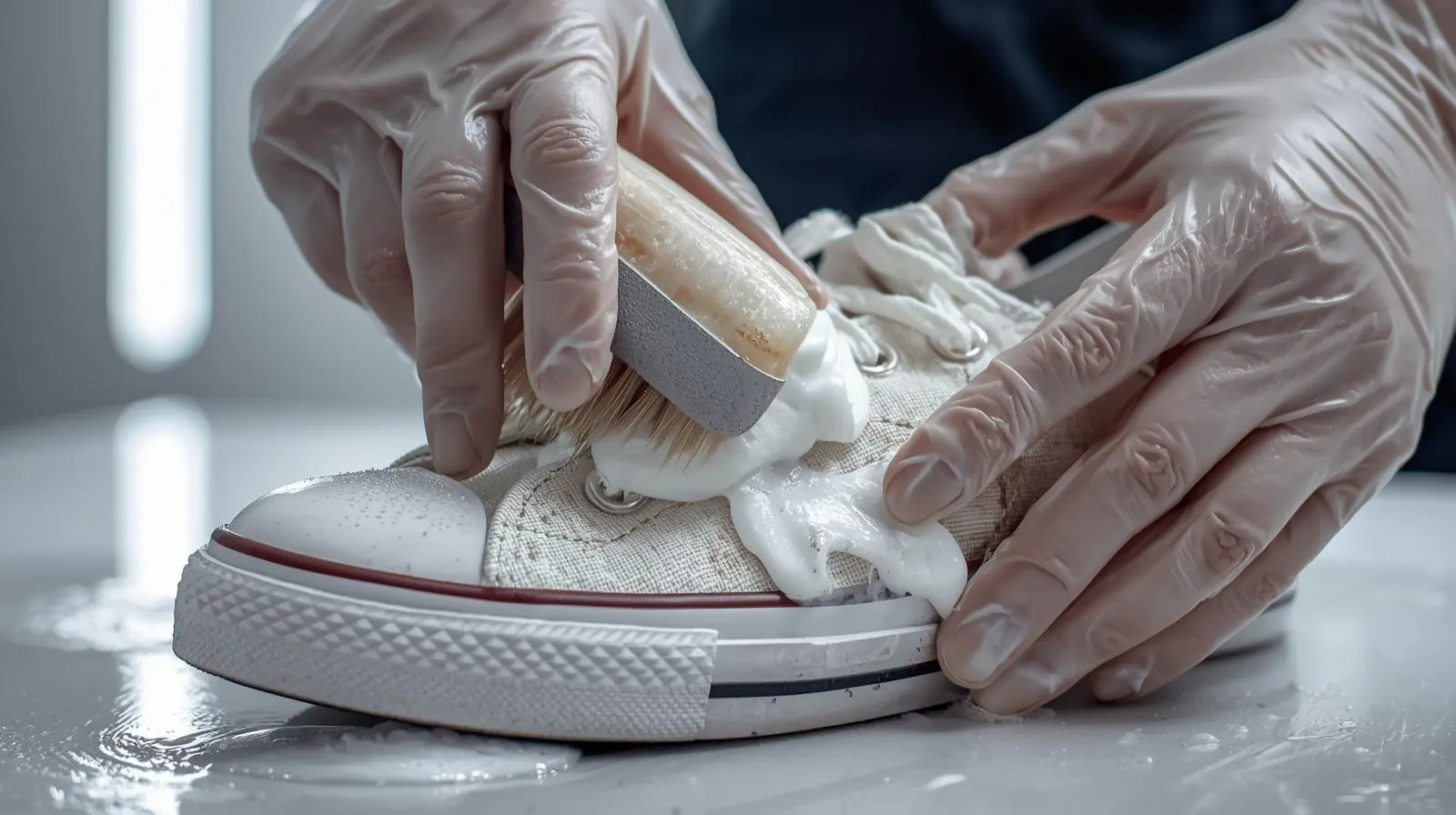 Proses pencucian sepatu